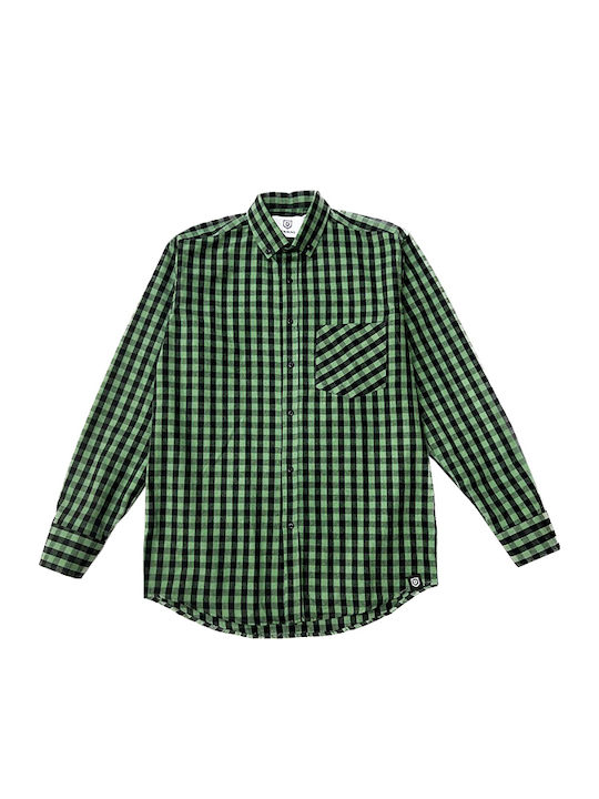 Denimind Long-sleeved Flannel Shirt Green