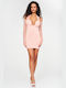 Mini Dress with Padding & See Through Pink