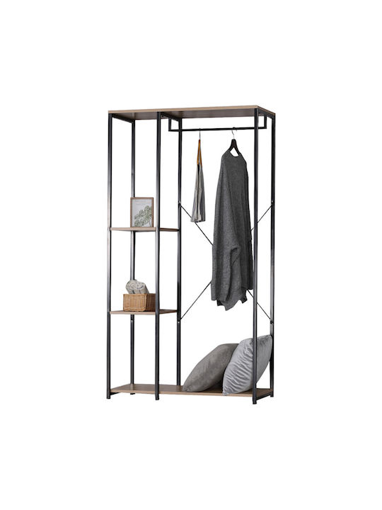 Entry Furniture with Hanger & Shoe Rack Black Velvet-Black Metal 90x40x167cm