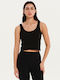 Damen Crop Top Baumwolle Schwarz