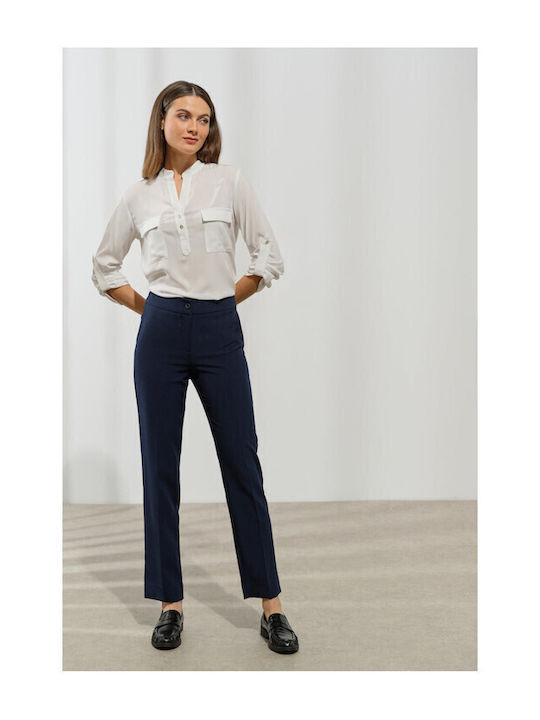 Enzzo Alea Women's Fabric Trousers Navy