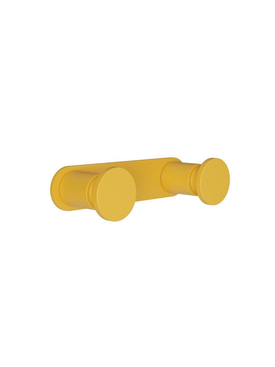 Pam & Co Άγκιστρο Μπάνιου Διπλό με Βίδες ​3.5x2.5cm Κίτρινο