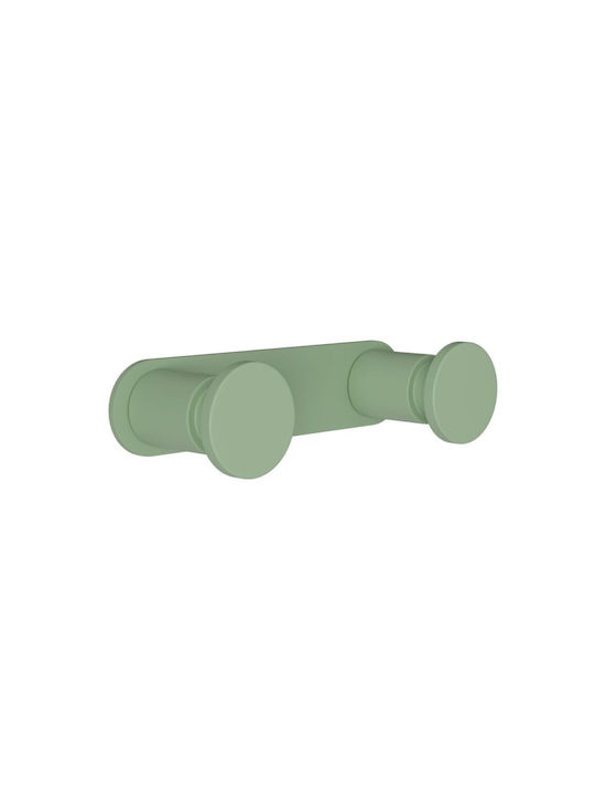 Pam & Co Double Wall-Mounted Bathroom Hook ​12x2.5cm Green
