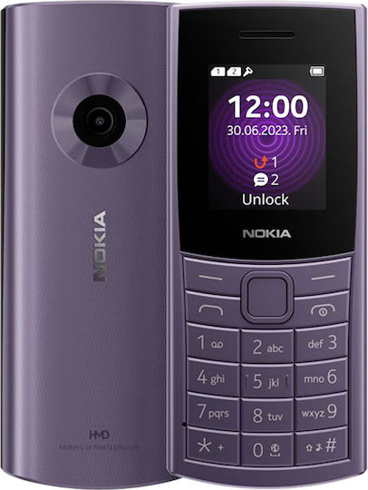 Nokia 110 (2024) Dual SIM Κινητό με Κουμπιά (Ελληνικό Μενού) Μωβ