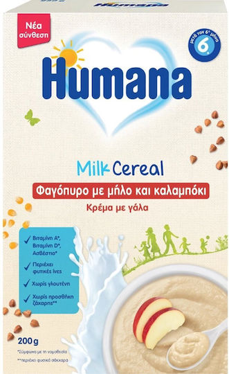 Humana Βρεφική Κρέμα με Γεύση Φαγόπυρο, Καλαμπόκι & Μήλο Χωρίς Προσθήκη Ζάχαρης 200gr για 6+ Μηνών