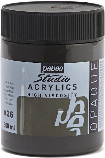 Acrylic Pebeo Studio Paint 500ml Ivory Black 171073