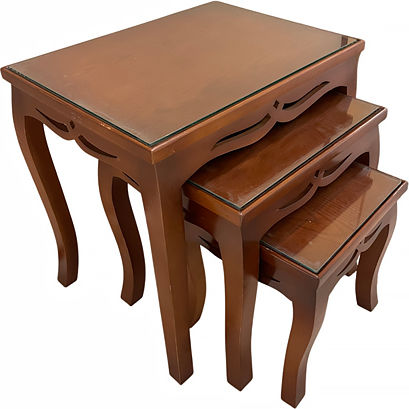 Rectangular Zigon Set Made of Solid Wood Brown 3 Pieces M44xW36xH46cm