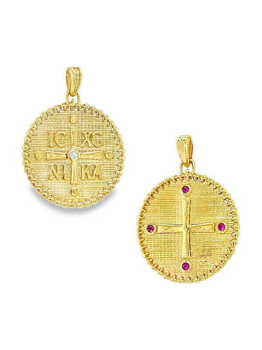 Xryseio Pendant Kids Talisman Double Sided made of Gold 9K FL1182