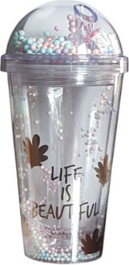 24home.gr Glass Water made of Plastic with straw 450ml