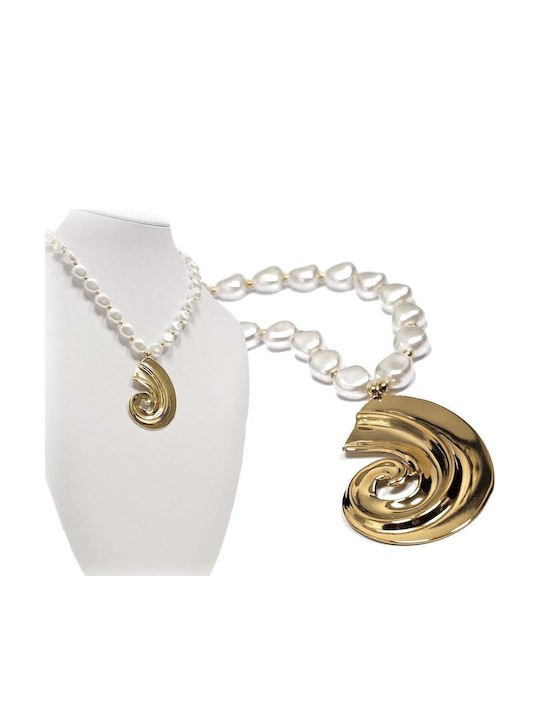 Isay Collection Halskette Halsband aus Vergoldet Stahl mit Perlen