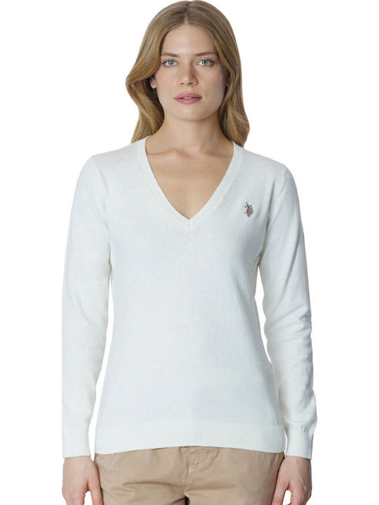 Pegj Women's Blouse with V Neckline Bianco Giallo