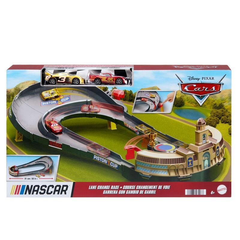 Mattel Disney Cars Disney Cars Nascar Lane Change Race Track for 4