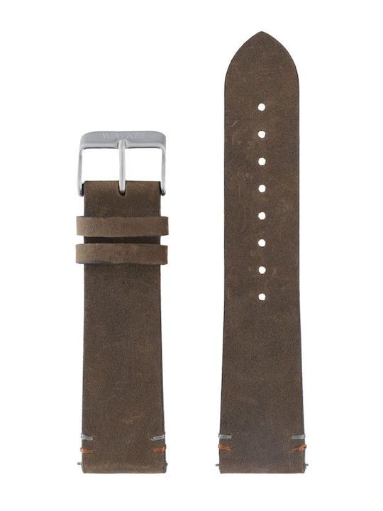 WATX & CO Δερμάτινο Λουράκι Καφέ 44mm