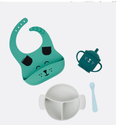 Babymoov Feeding Set made of Silicone Blue 3pcs