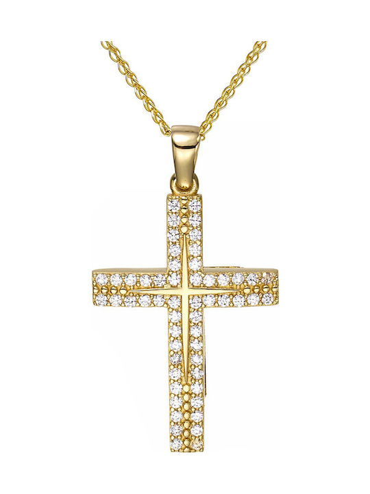 Papoulidis Jewellery Women's Gold Cross 14K Double Sided