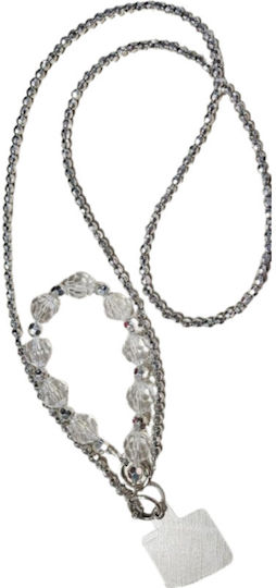 Silver Neck Strap with Metal Hook Smartphone Case Silver Necklace Pendant