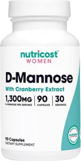 Nutricost Д-маноза 1300мг Специална Хранителна Добавка 90 Капсули Екстракт от Червена Боровинка