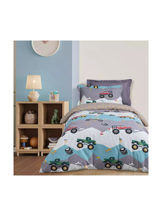Das Home Sheet Set Single from Cotton & Polyester Green, Grey 170x260cm 3pcs