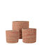 Set of Decorative Baskets Straw Brown 3pcs