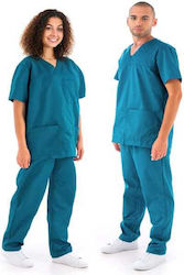 DS Wear Unisex Σετ Ιατρικό Παντελόνι και Μπλούζα Πετρόλ
