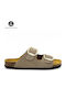 Betty Leather Women's Flat Sandals Anatomic Afelpado Piedra