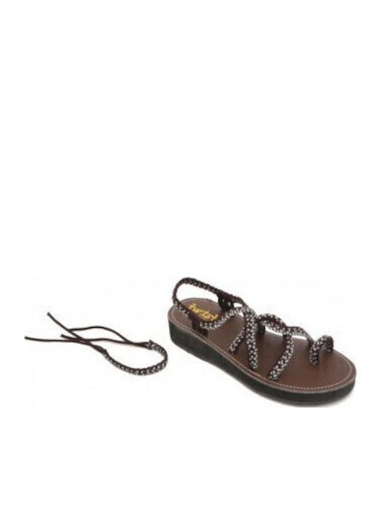 Flache Sandalen für Damen Brown/White