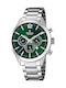 Festina Timeless Ceas Bărbați 43.5mm Cronograf Baterie cu Brățară din Metal Argintie