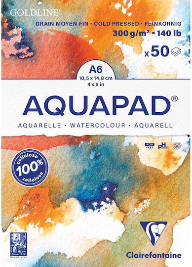 Clairefontaine Μπλοκ Ακουαρέλας Aquapad Cold Pressed 50 Φύλλων A6 10,5x14,8cm 300gr