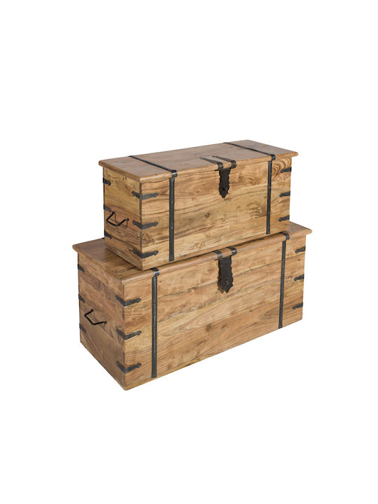 Artekko Wooden Decorative Trunks Set Brown 2pcs