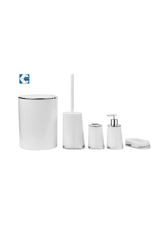 Galifas Set Accesorii Pentru Baie Din Plastic Alb 5 Bucăți