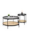 Round Side Table from Bamboo Black 2 Pieces M80xW80xH50cm