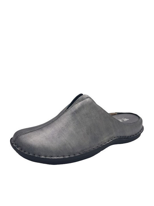 Anatomical Leather Women's Slippers Gray