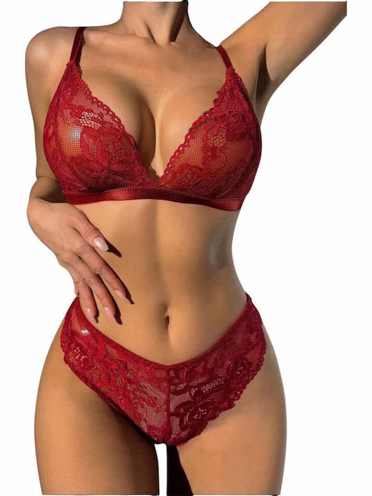 Woman's Fashion Set de Lenjerie cu Slip Red