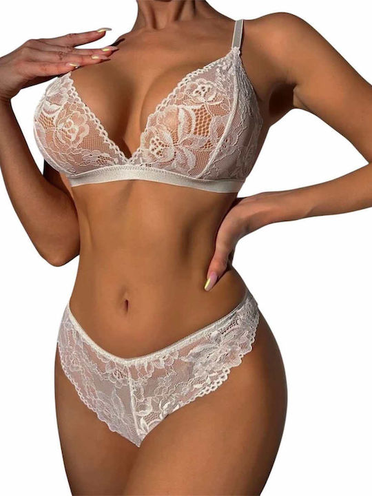 Woman's Fashion Unterwäsche-Set für Damen mit Schlupf White