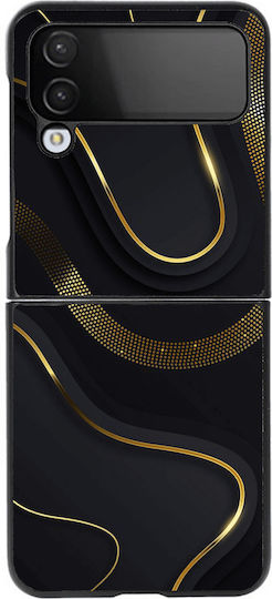 Premium Schutz-Hartschale Abstrakte Kunst Schwarz Gold Hülle für Samsung Galaxy Z Flip 4 Schwarz
