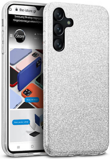 Orso Hybrid Strass Umschlag Rückseite Silikon Silber (Samsung Galaxy A56)