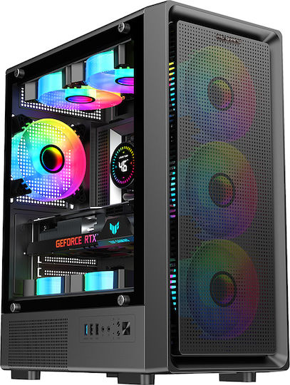ProGaming VISION Gaming Middle Tower Carcasă Calculator cu Fereastră Laterală și Iluminare RGB Negru