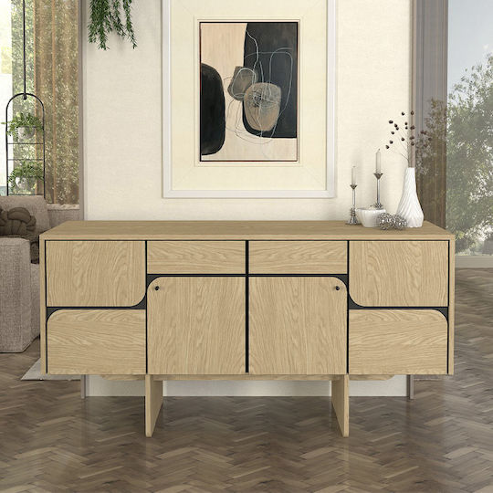 Μπουφές Lava Ξύλινος Rota Oak - Ανθρακί 150x44.6x76cm