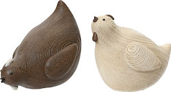 Polyresin Chickens Wood Texture 2 Designs 7.5cm Brown