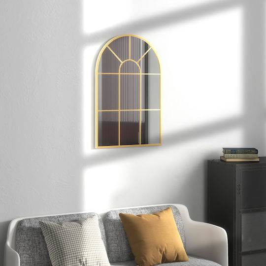 HomCom 830-631V01GD Gewölbter Wandspiegel Gold 91x60cm