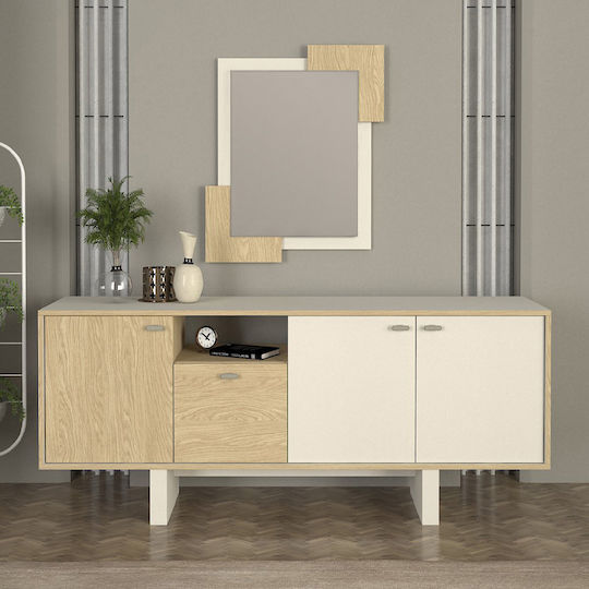 Megapap Oglindă de Perete cu Bej Ramă din Lemn 85x65cm 1buc