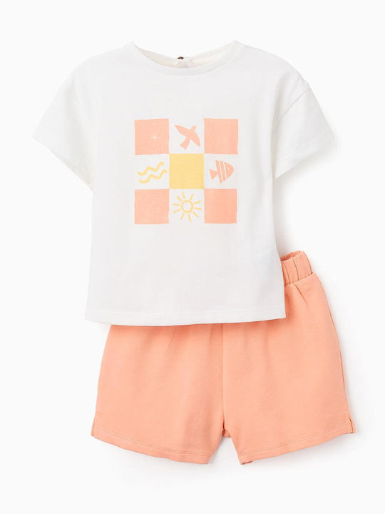 Детски комплект с къси панталони Лятна 2бр White, Coral