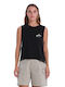 Women's Crop Top Cotton Sleeveless Black