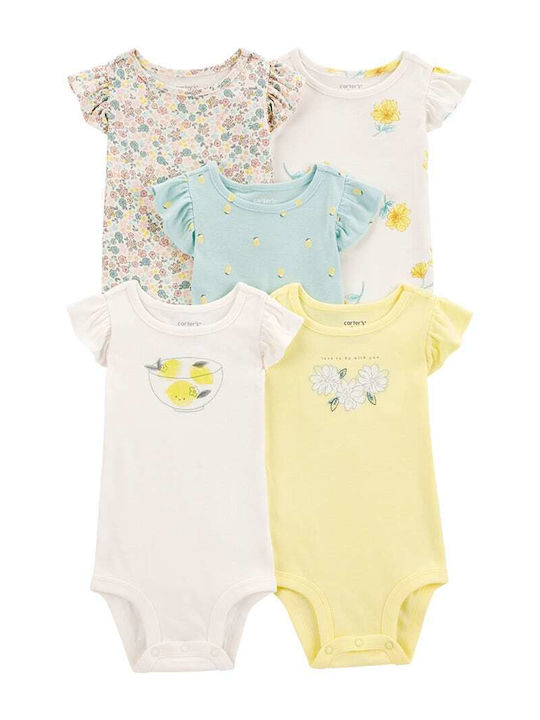 Carter's Къс ръкав Cream - Mint - Yellow