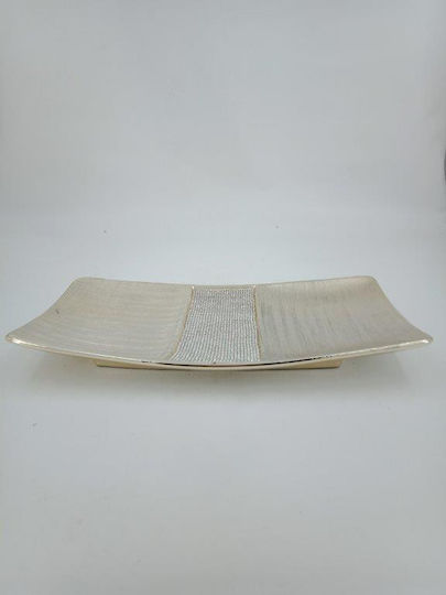 Karvounis Rectangular Ceramic Decorative Platter Ecru 40.3x24.4x5cm