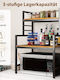 Costway Metallic Kitchen Rack 3 Tiers Brown 52x42x78cm