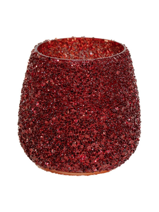Art et Lumiere Candle Holder Glass in Red Color 9.5x9.5x9cm 1pcs