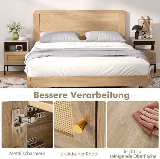 Costway Nachttische Aus Holz Mit Metallfüßen Beiges 2Stücke 57x40x40cm Costway Nachttische Aus Holz Mit Metallfüßen Beiges 2Stücke 57x40x40cm