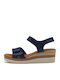 Women's Leather Platform Shoes Blue