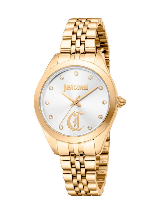 Just Cavalli Glam Chic Γυναικείο Ρολόι 32mm Μπαταρίας με Χρυσό Μεταλλικό Μπρασελέ